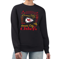 Kansas City Chiefs G-III 4Her by Carl Banks Women's Collage Graphic Fleece Pullover Sweatshirt - Black cheap
