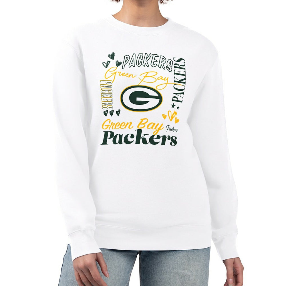 Green Bay Packers G-III 4Her by Carl Banks Women's Collage Graphic Fleece Pullover Sweatshirt - White online