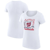 Washington Nationals G-III 4Her by Carl Banks Women's Super-Slim Fit Lightweight Collage Team Graphic Crew Neck T-Shirt White