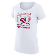 Washington Nationals G-III 4Her by Carl Banks Women's Super-Slim Fit Lightweight Collage Team Graphic Crew Neck T-Shirt White