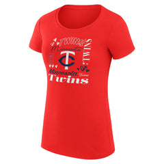 Minnesota Twins G-III 4Her by Carl Banks Women's Super-Slim Fit Lightweight Collage Team Graphic Crew Neck T-Shirt Red