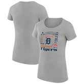 Detroit Tigers G-III 4Her by Carl Banks Women's Super-Slim Fit Lightweight Collage Team Graphic Crew Neck T-Shirt Heather Gray