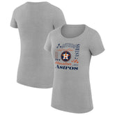 Houston Astros G-III 4Her by Carl Banks Women's Super-Slim Fit Lightweight Collage Team Graphic Crew Neck T-Shirt Heather Gray