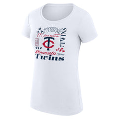 Minnesota Twins G-III 4Her by Carl Banks Women's Super-Slim Fit Lightweight Collage Team Graphic Crew Neck T-Shirt White