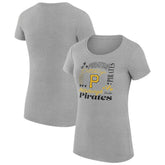 Pittsburgh Pirates G-III 4Her by Carl Banks Women's Super-Slim Fit Lightweight Collage Team Graphic Crew Neck T-Shirt Heather Gray