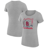 St. Louis Cardinals G-III 4Her by Carl Banks Women's Super-Slim Fit Lightweight Collage Team Graphic Crew Neck T-Shirt Heather Gray