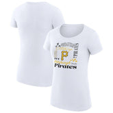Pittsburgh Pirates G-III 4Her by Carl Banks Women's Super-Slim Fit Lightweight Collage Team Graphic Crew Neck T-Shirt White