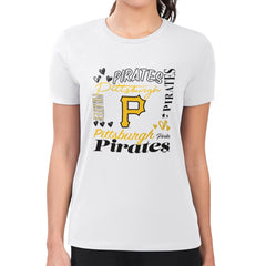 Pittsburgh Pirates G-III 4Her by Carl Banks Women's Super-Slim Fit Lightweight Collage Team Graphic Crew Neck T-Shirt White