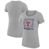 Texas Rangers G-III 4Her by Carl Banks Women's Super-Slim Fit Lightweight Collage Team Graphic Crew Neck T-Shirt Heather Gray