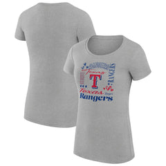 Texas Rangers G-III 4Her by Carl Banks Women's Super-Slim Fit Lightweight Collage Team Graphic Crew Neck T-Shirt Heather Gray