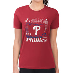 Philadelphia Phillies G-III 4Her by Carl Banks Women's Super-Slim Fit Lightweight Collage Team Graphic Crew Neck T-Shirt Red
