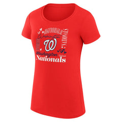 Washington Nationals G-III 4Her by Carl Banks Women's Super-Slim Fit Lightweight Collage Team Graphic Crew Neck T-Shirt Red