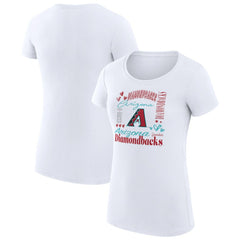 Arizona Diamondbacks G-III 4Her by Carl Banks Women's Super-Slim Fit Lightweight Collage Team Graphic Crew Neck T-Shirt White