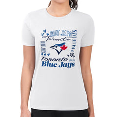 Toronto Blue Jays G-III 4Her by Carl Banks Women's Super-Slim Fit Lightweight Collage Team Graphic Crew Neck T-Shirt White