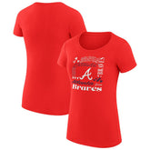 Atlanta Braves G-III 4Her by Carl Banks Women's Super-Slim Fit Lightweight Collage Team Graphic Crew Neck T-Shirt Red