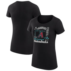 Arizona Diamondbacks G-III 4Her by Carl Banks Women's Super-Slim Fit Lightweight Collage Team Graphic Crew Neck T-Shirt Black