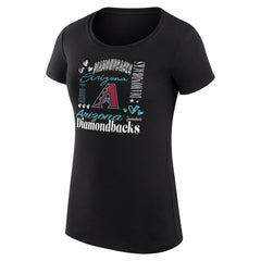 Arizona Diamondbacks G-III 4Her by Carl Banks Women's Super-Slim Fit Lightweight Collage Team Graphic Crew Neck T-Shirt Black