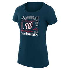 Washington Nationals G-III 4Her by Carl Banks Women's Super-Slim Fit Lightweight Collage Team Graphic Crew Neck T-Shirt Navy