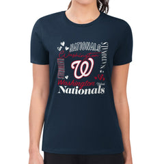 Washington Nationals G-III 4Her by Carl Banks Women's Super-Slim Fit Lightweight Collage Team Graphic Crew Neck T-Shirt Navy