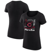 Cincinnati Reds G-III 4Her by Carl Banks Women's Super-Slim Fit Lightweight Collage Team Graphic Crew Neck T-Shirt Black