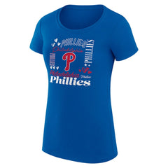 Philadelphia Phillies G-III 4Her by Carl Banks Women's Super-Slim Fit Lightweight Collage Team Graphic Crew Neck T-Shirt Royal