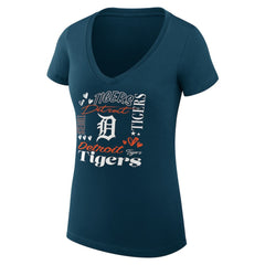 Detroit Tigers G-III 4Her by Carl Banks Women's Super-Slim Fit Lightweight Collage Team Graphic V-Neck T-Shirt Navy