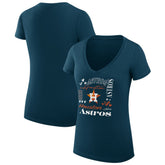Houston Astros G-III 4Her by Carl Banks Women's Super-Slim Fit Lightweight Collage Team Graphic V-Neck T-Shirt Navy