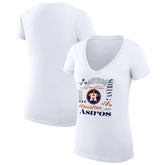 Houston Astros G-III 4Her by Carl Banks Women's Super-Slim Fit Lightweight Collage Team Graphic V-Neck T-Shirt White