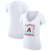 Arizona Diamondbacks G-III 4Her by Carl Banks Women's Super-Slim Fit Lightweight Collage Team Graphic V-Neck T-Shirt White