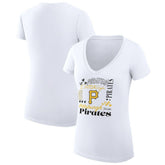 Pittsburgh Pirates G-III 4Her by Carl Banks Women's Super-Slim Fit Lightweight Collage Team Graphic V-Neck T-Shirt White