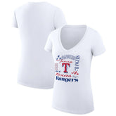 Texas Rangers G-III 4Her by Carl Banks Women's Super-Slim Fit Lightweight Collage Team Graphic V-Neck T-Shirt White