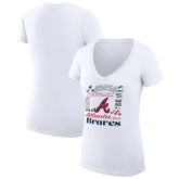Atlanta Braves G-III 4Her by Carl Banks Women's Super-Slim Fit Lightweight Collage Team Graphic V-Neck T-Shirt White
