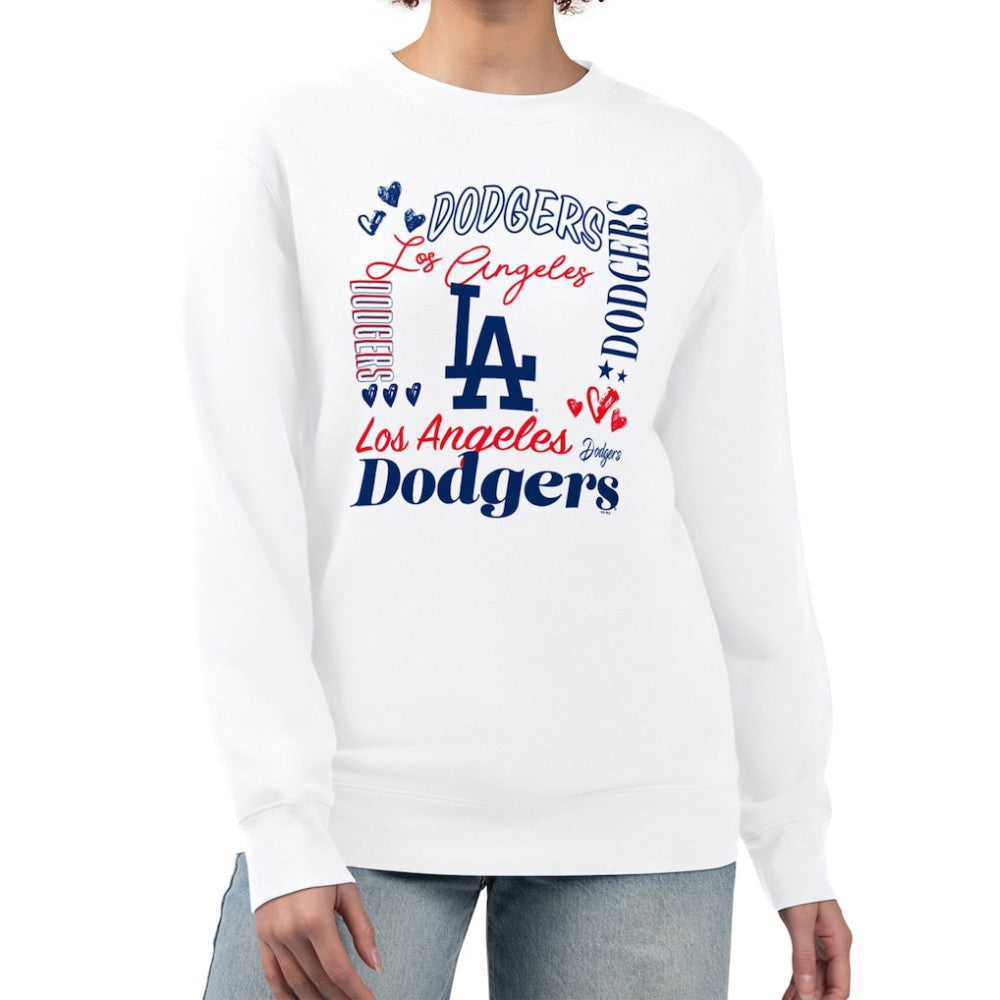 Los Angeles Dodgers G-III 4Her by Carl Banks Women's Collage Team Graphic Fleece Pullover Hoodie White
