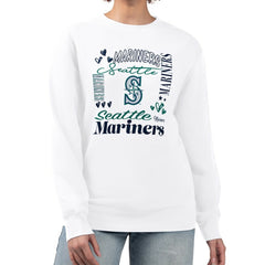 Seattle Mariners G-III 4Her by Carl Banks Women's Collage Team Graphic Fleece Pullover Hoodie White