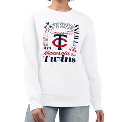 Minnesota Twins G-III 4Her by Carl Banks Women's Collage Team Graphic Fleece Pullover Hoodie White