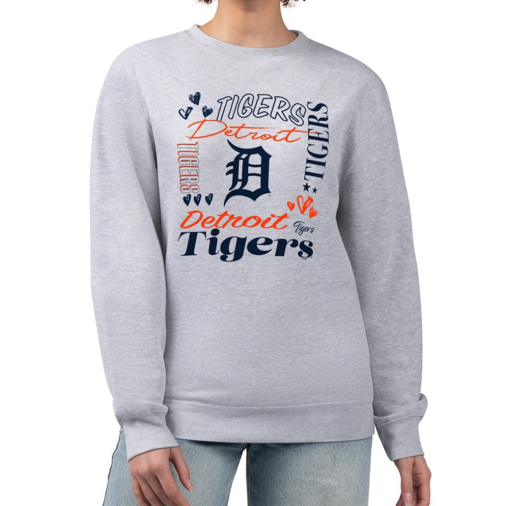 Detroit Tigers G-III 4Her by Carl Banks Women's Collage Team Graphic Fleece Pullover Hoodie Heather Gray