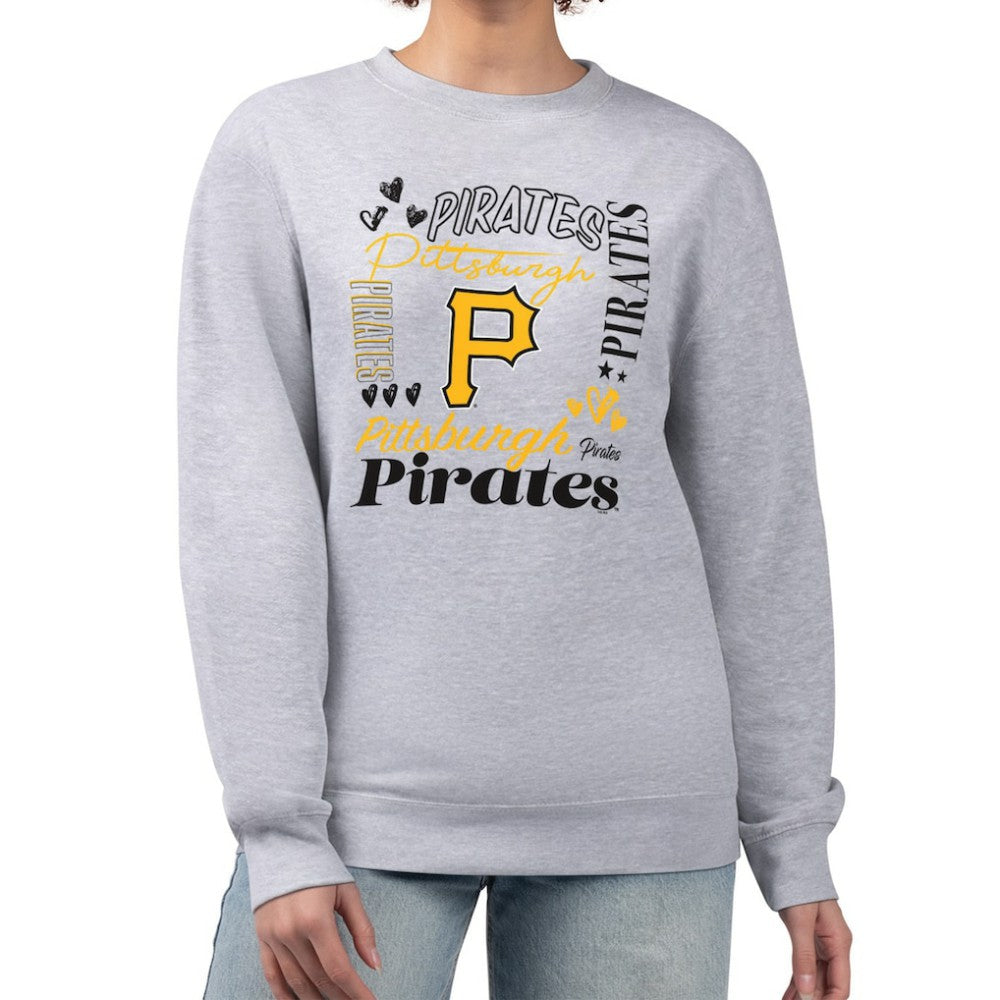 Pittsburgh Pirates G-III 4Her by Carl Banks Women's Collage Team Graphic Fleece Pullover Hoodie Heather Gray