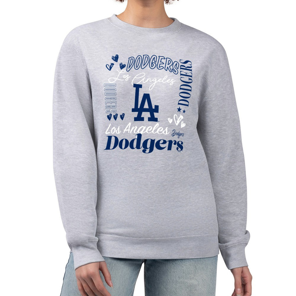 Los Angeles Dodgers G-III 4Her by Carl Banks Women's Collage Team Graphic Fleece Pullover Hoodie Heather Gray