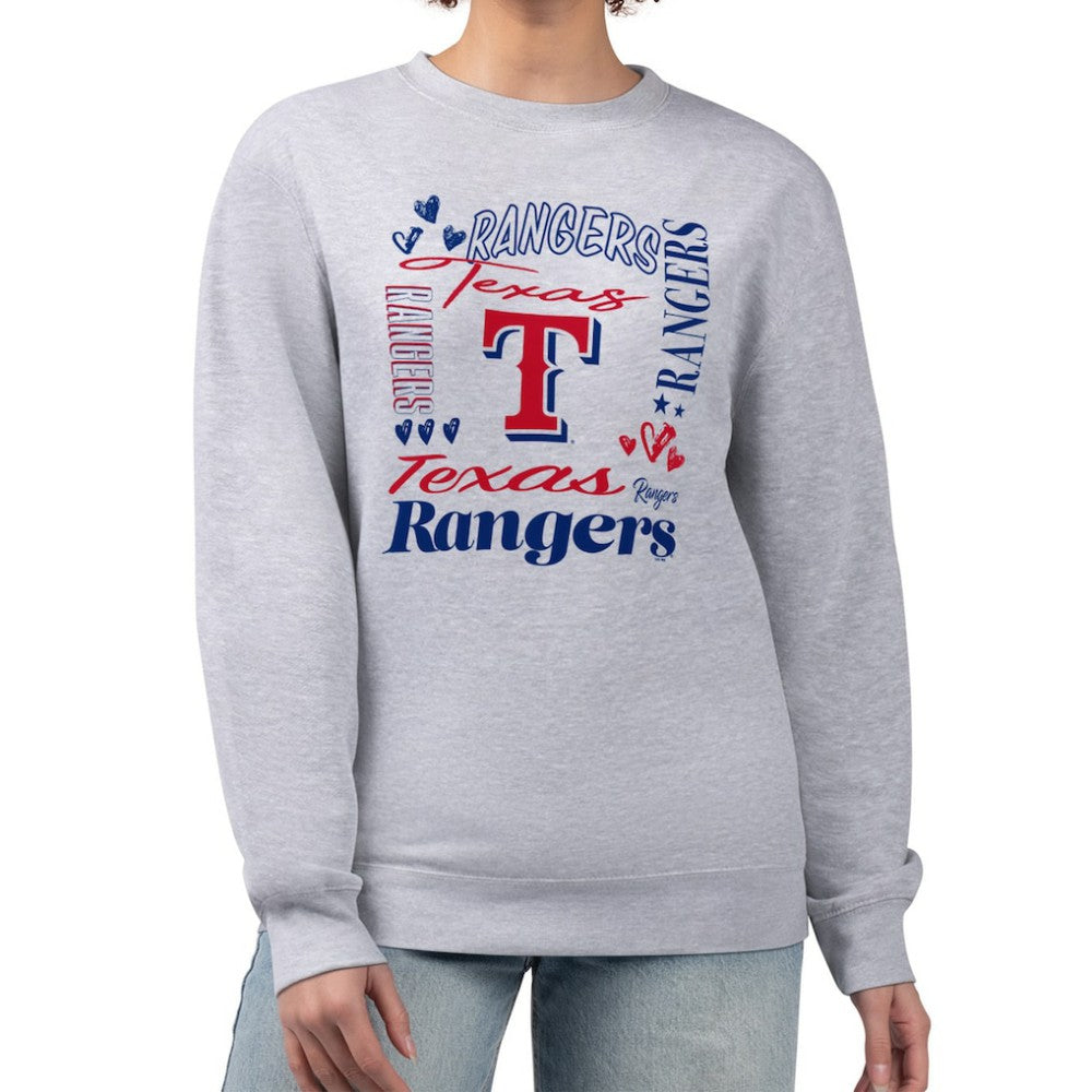 Texas Rangers G-III 4Her by Carl Banks Women's Collage Team Graphic Fleece Pullover Hoodie Heather Gray