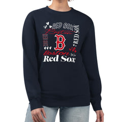 Boston Red Sox G-III 4Her by Carl Banks Women's Collage Team Graphic Fleece Pullover Hoodie Navy