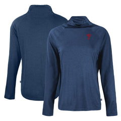 Philadelphia Phillies Cutter & Buck Women's Coastline Epic Comfort Eco Recycled Funnel Neck Raglan Pullover Top Navy