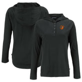 Baltimore Orioles Cutter & Buck Women's Coastline Epic Comfort Eco Recycled Hoodie Raglan Long Sleeve T-Shirt Black