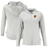 Baltimore Orioles Cutter & Buck Women's Coastline Epic Comfort Eco Recycled Hoodie Raglan Long Sleeve T-Shirt Gray