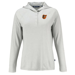 Baltimore Orioles Cutter & Buck Women's Coastline Epic Comfort Eco Recycled Hoodie Raglan Long Sleeve T-Shirt Gray