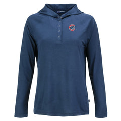 Chicago Cubs Cutter & Buck Women's Coastline Epic Comfort Eco Recycled Hoodie Raglan Long Sleeve T-Shirt Navy
