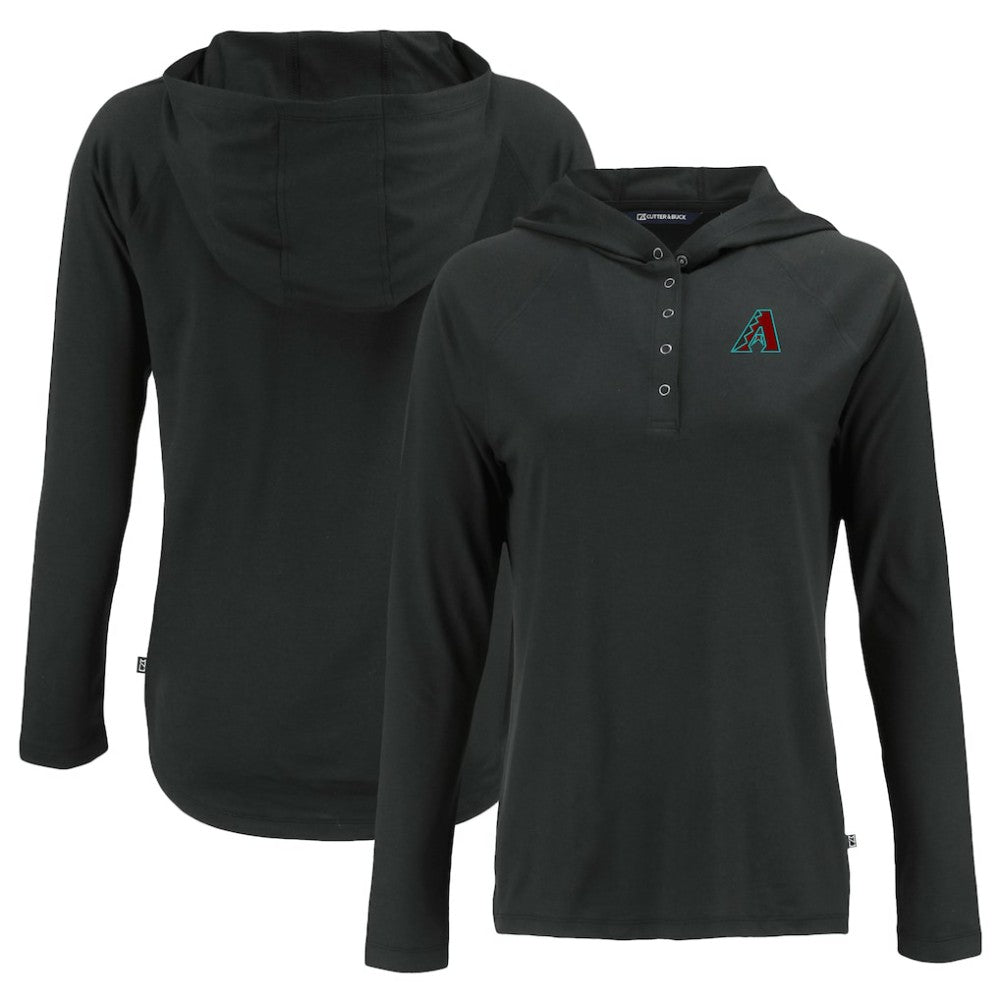 Arizona Diamondbacks Cutter & Buck Women's Coastline Epic Comfort Eco Recycled Hoodie Raglan Long Sleeve T-Shirt Black