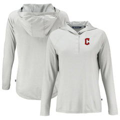Cleveland Guardians Cutter & Buck Women's Coastline Epic Comfort Eco Recycled Hoodie Raglan Long Sleeve T-Shirt Gray
