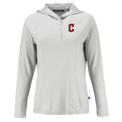Cleveland Guardians Cutter & Buck Women's Coastline Epic Comfort Eco Recycled Hoodie Raglan Long Sleeve T-Shirt Gray