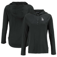Los Angeles Dodgers Cutter & Buck Women's Coastline Epic Comfort Eco Recycled Hoodie Raglan Long Sleeve T-Shirt Black