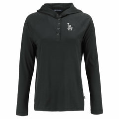 Los Angeles Dodgers Cutter & Buck Women's Coastline Epic Comfort Eco Recycled Hoodie Raglan Long Sleeve T-Shirt Black